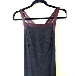 VTG 90s Y2K CDC maxi dress size 6P black purple glitter whimsigoth dark romantic